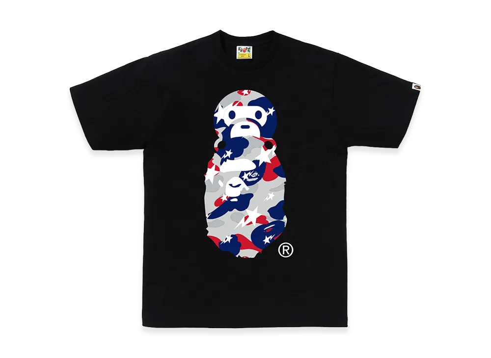 A BATHING APE Sta Strike Camo Milo On Ape Head Tee "Black/White"