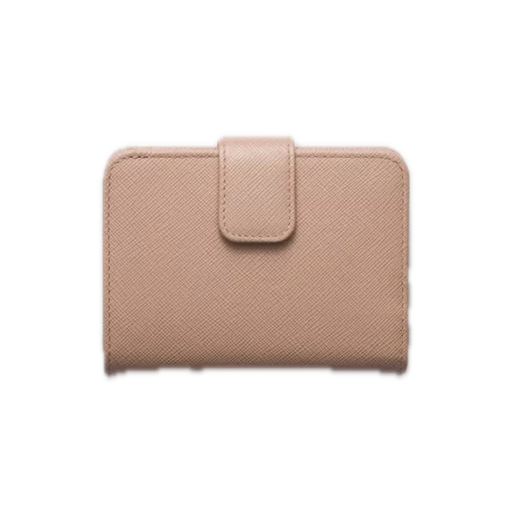 PRADA Saffiano Triangle Wallet "Pink Beige"