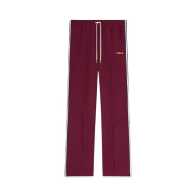 CELINE Men's Tracksuit Pants in Double Face Jersey "Bordeaux Cete/Navy/Ecru"