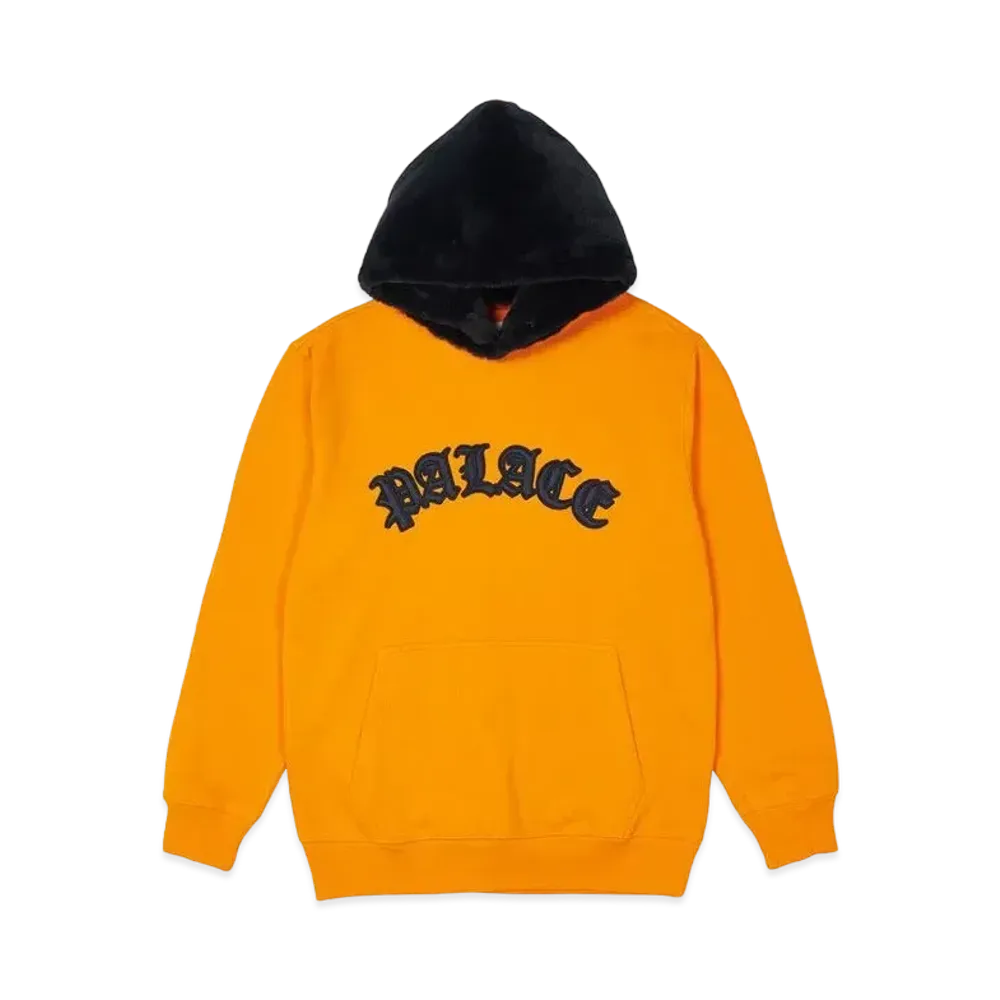 PALACE FAUX FUR HOOD "Orange / Blue"