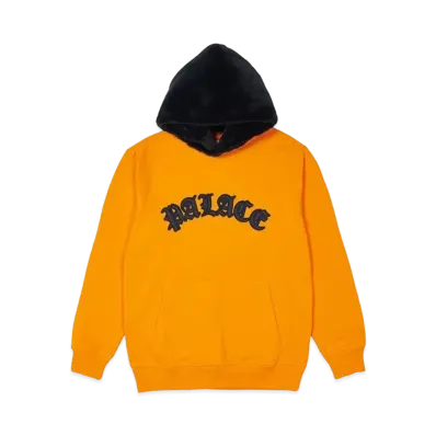 PALACE FAUX FUR HOOD "Orange / Blue"