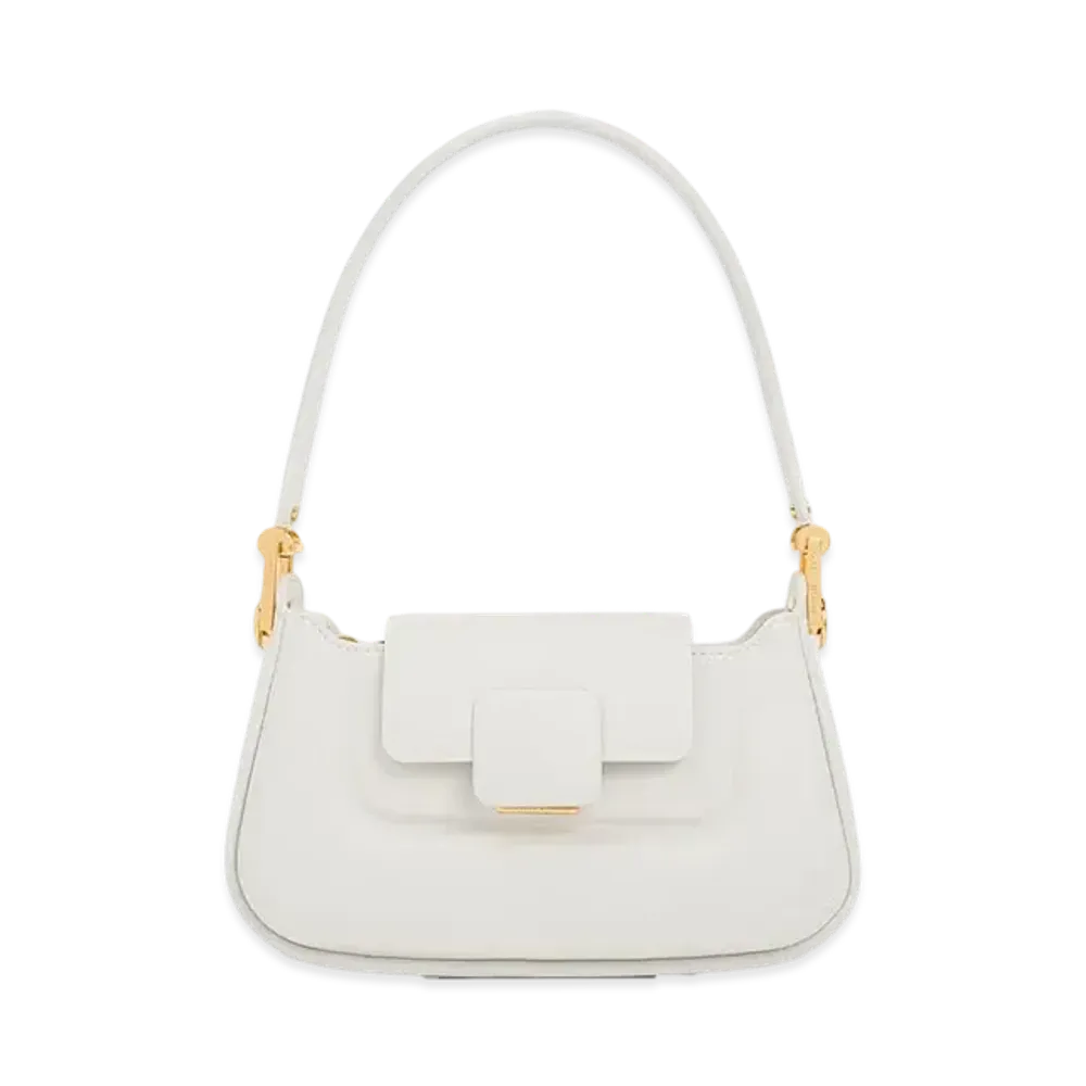 CHARLES & KEITH Core Push-Lock Top-Handle Bag "White"
