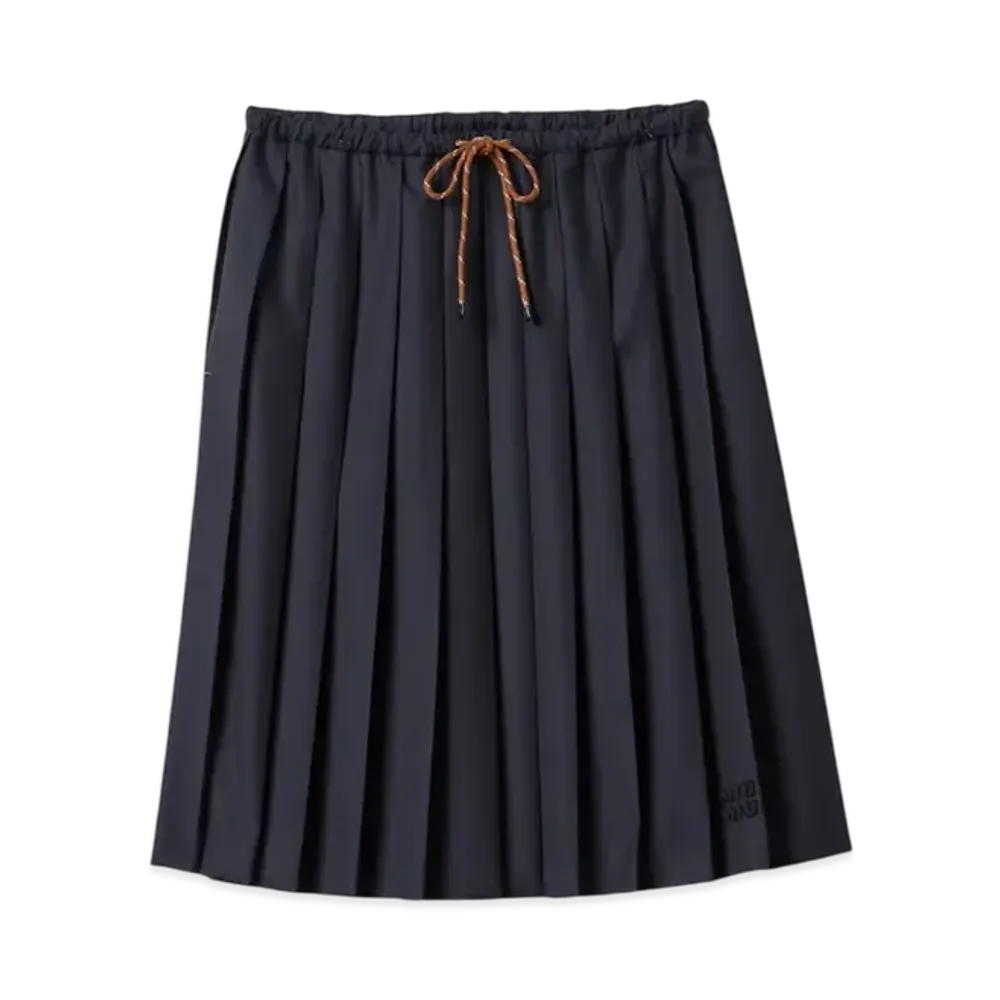 MIU MIU Women's Pleated Batavia Skirt "Navy"