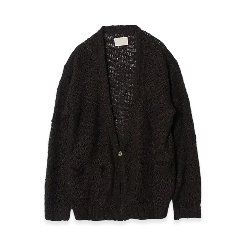 YOKE Linen Loop Slub Cardigan "Black"