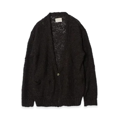 YOKE Linen Loop Slub Cardigan "Black"