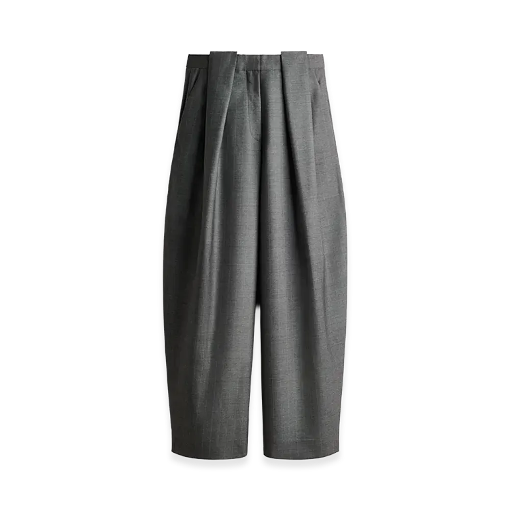 H&M x Stella McCartney Women's Barrel Leg Wool Pants "Dark Gray/Pinstripe"