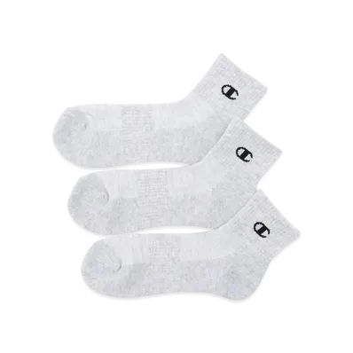 Champion 3 Pairs Quarter Length Socks "Silver Gray"