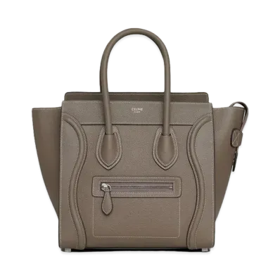 CELINE Micro Luggage Handbag In Drummed Calfskin "Souris"