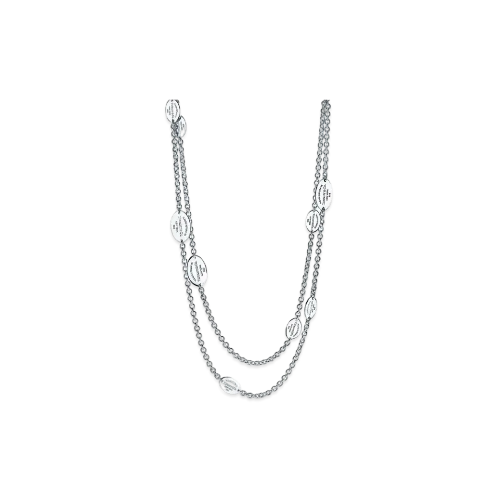 Tiffany & Co. Return to Tiffany Oval Tag Station Necklace "Silver"