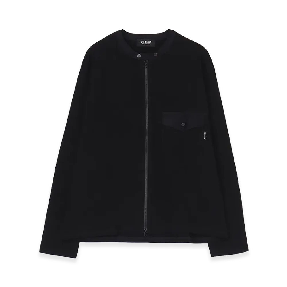 WILDSIDE YOHJI YAMAMOTO Cotton Jersey Full Zip Long Sleeve T-shirt "Black"