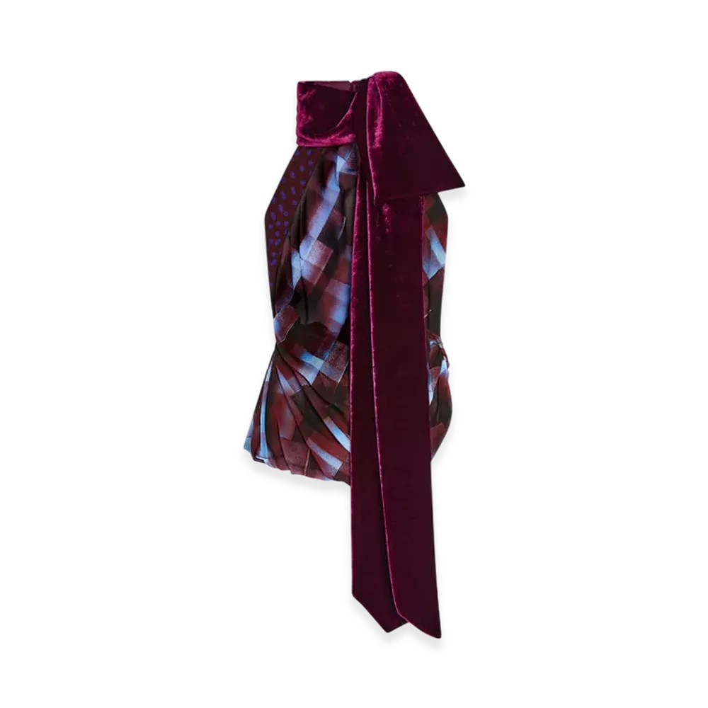 DRIES VAN NOTEN Women's Viscose Halterneck Top "Burgundy"