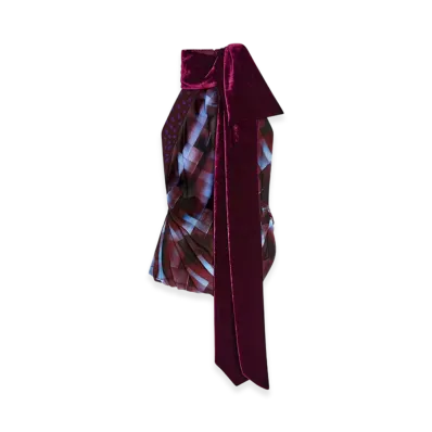 DRIES VAN NOTEN Women's Viscose Halterneck Top "Burgundy"