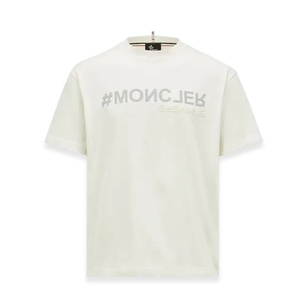 MONCLER Mirrored Logo Cotton T-Shirt "White Ivory"