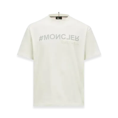 MONCLER Mirrored Logo Cotton T-Shirt "White Ivory"