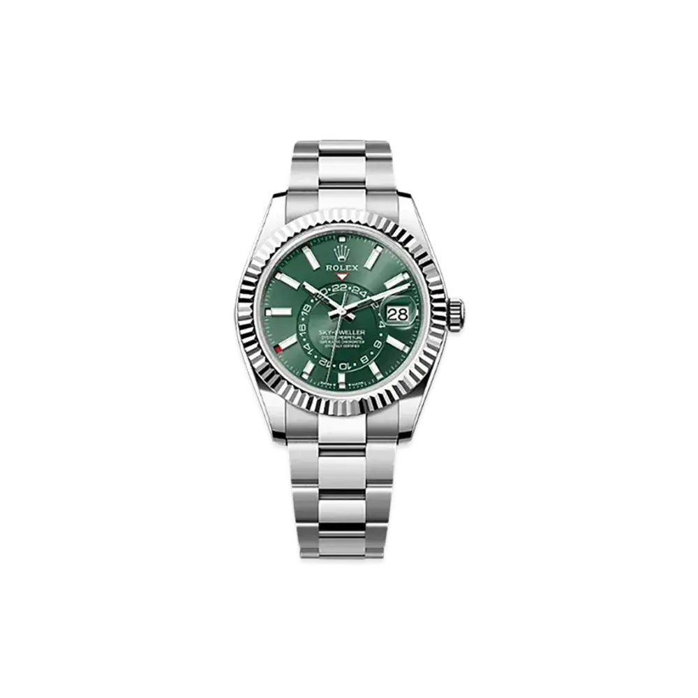 ROLEX Sky-Dweller 42mm Oystersteel & White Gold 336934 "Mint Green"