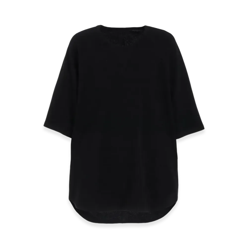 S'YTE Cotton Gauze Back Center Stitch Oversized Raglan Sleeve T-Shirt "Black"