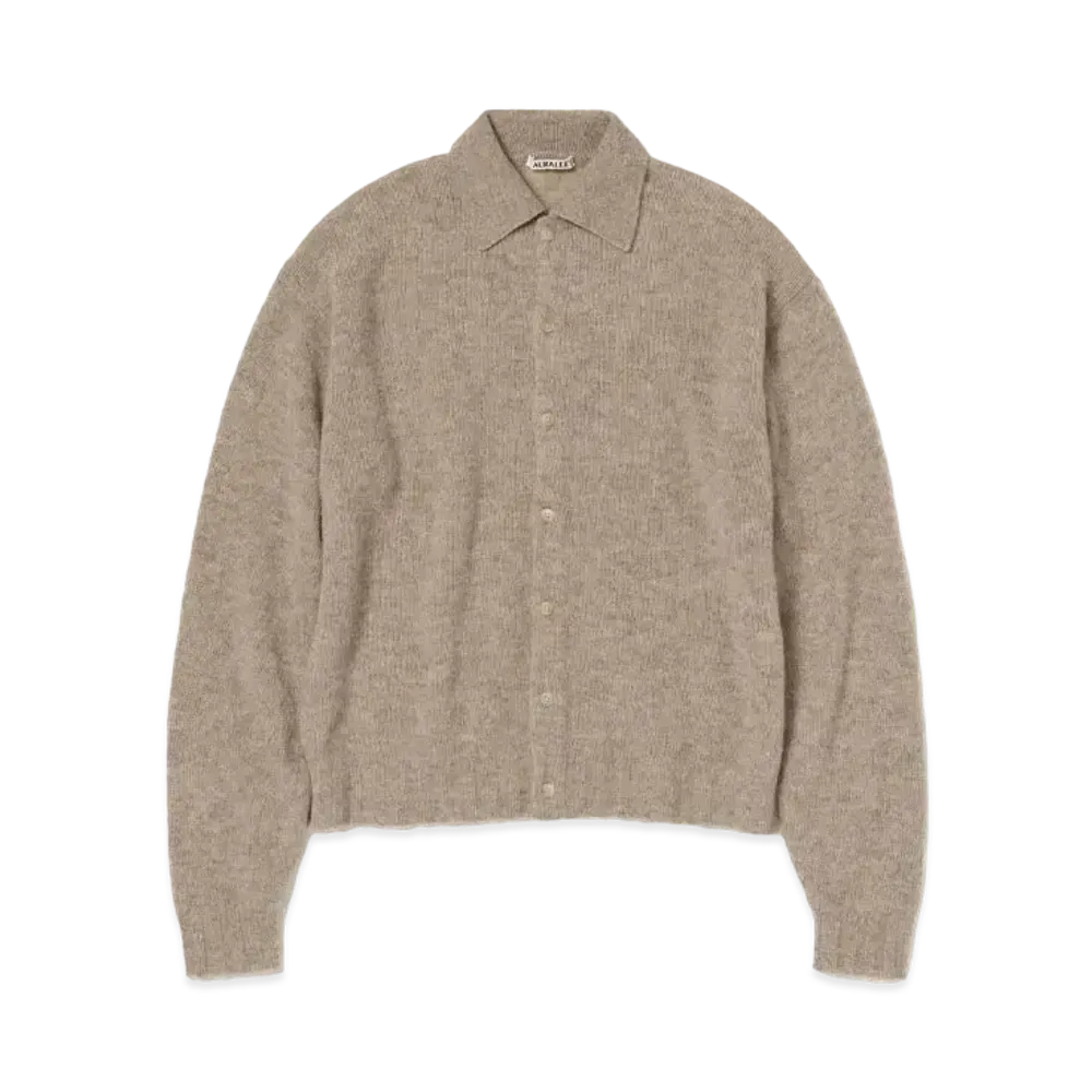 AURALEE Shetland Wool Cashmere Knit Cardigan "Top Beige"