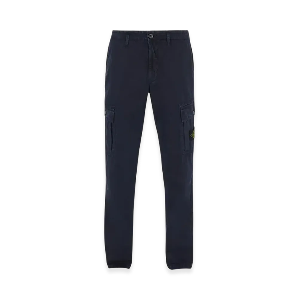 Stone Island 303WA Brushed Cotton Canvas Garment Dyed Cargo Pants - 22SS "Navy Blue"