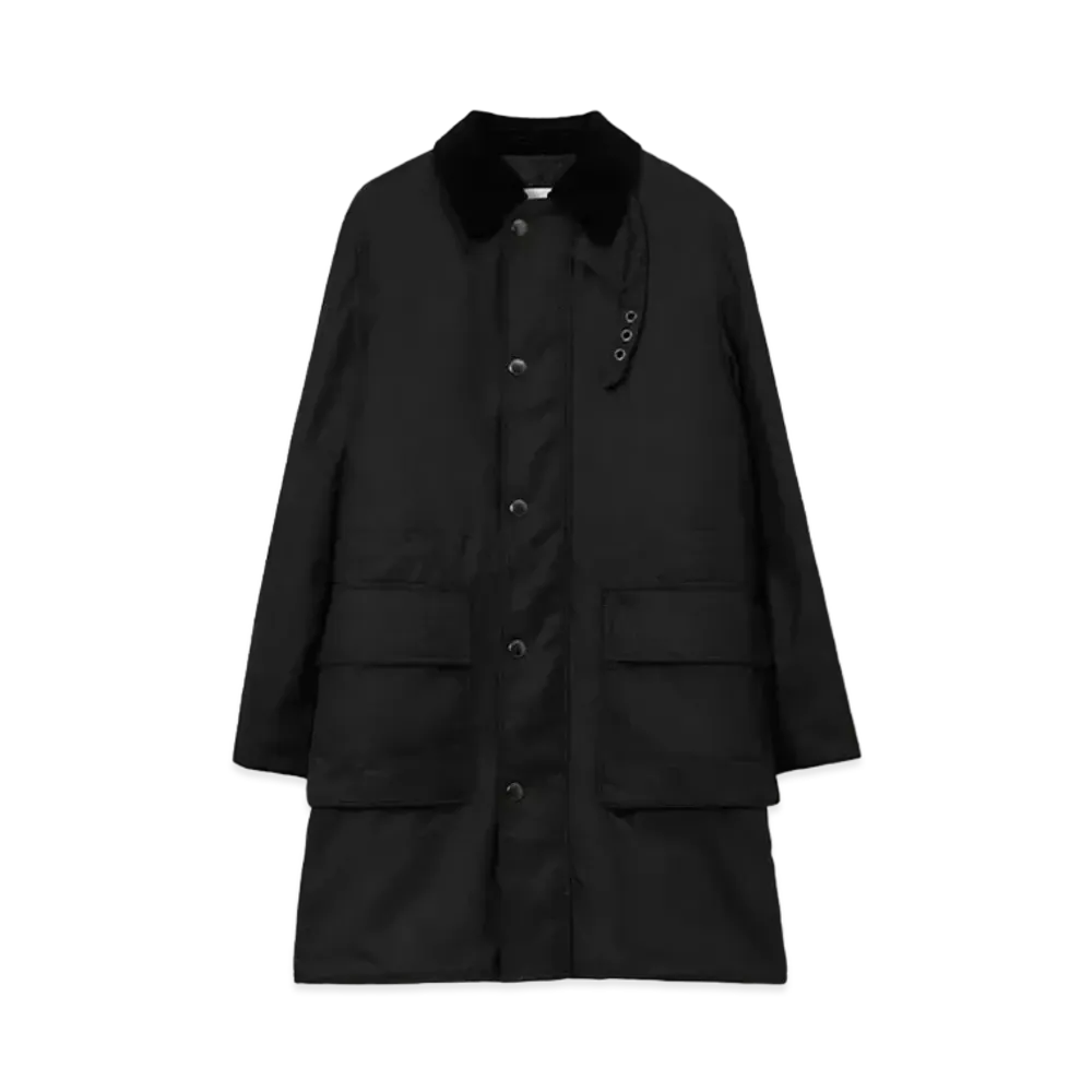 Burberry Men's Mid Length Waxed Cotton Car Coat "Black"