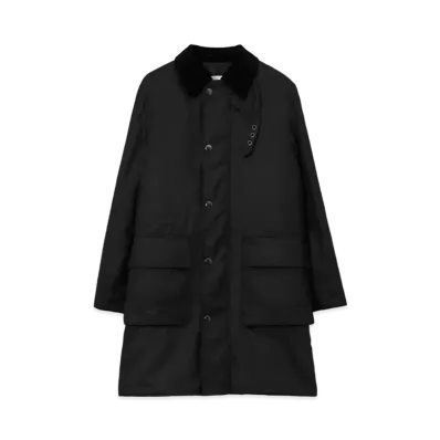 Burberry Men's Mid Length Waxed Cotton Car Coat "Black"