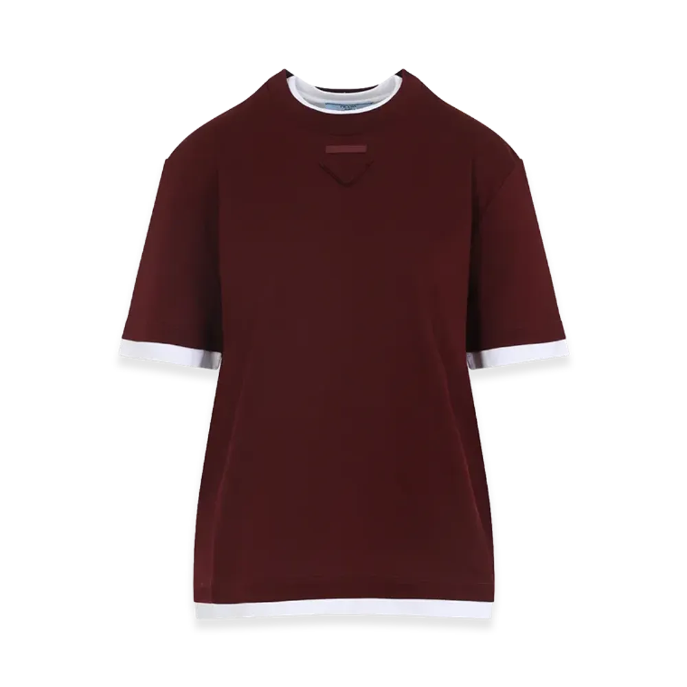 PRADA Women's Crew Neck T-Shirt "Bordeaux"