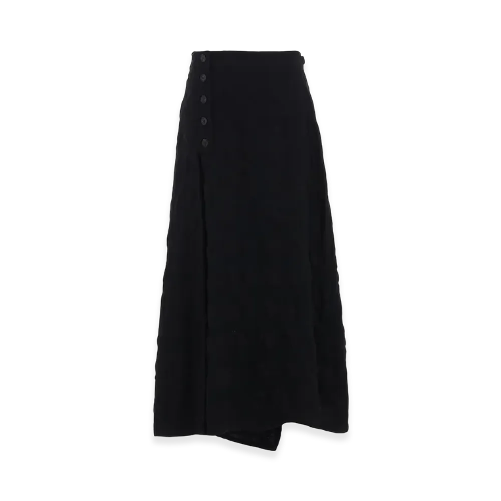 S'YTE Fulling Finished Shadow Check Buttoned Skirt "Black"
