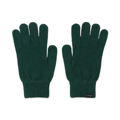 Paul Smith Logo Tab Knit Gloves "DarkGreen"
