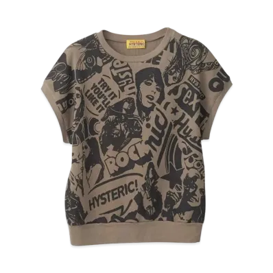 HYSTERIC GLAMOUR Punk Collage Sweat "Khaki"