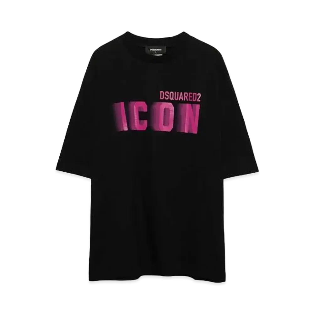 DSQUARED2 Icon Blur Loose Fit Tee "Black(Pink Fluo)"