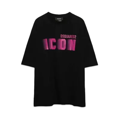 DSQUARED2 Icon Blur Loose Fit Tee "Black(Pink Fluo)"