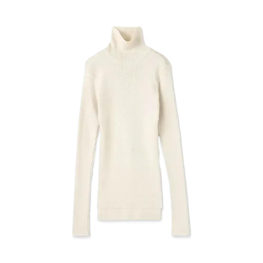 Ron Herman 15th Anniversary AURALEE Silk Giza Rib Turtle Neck Top "White"