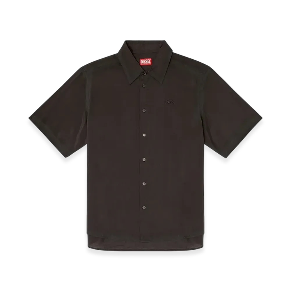 Diesel S-Simply-SS-Lhba Shirt In Crinkled Nylon-Viscose "Black"