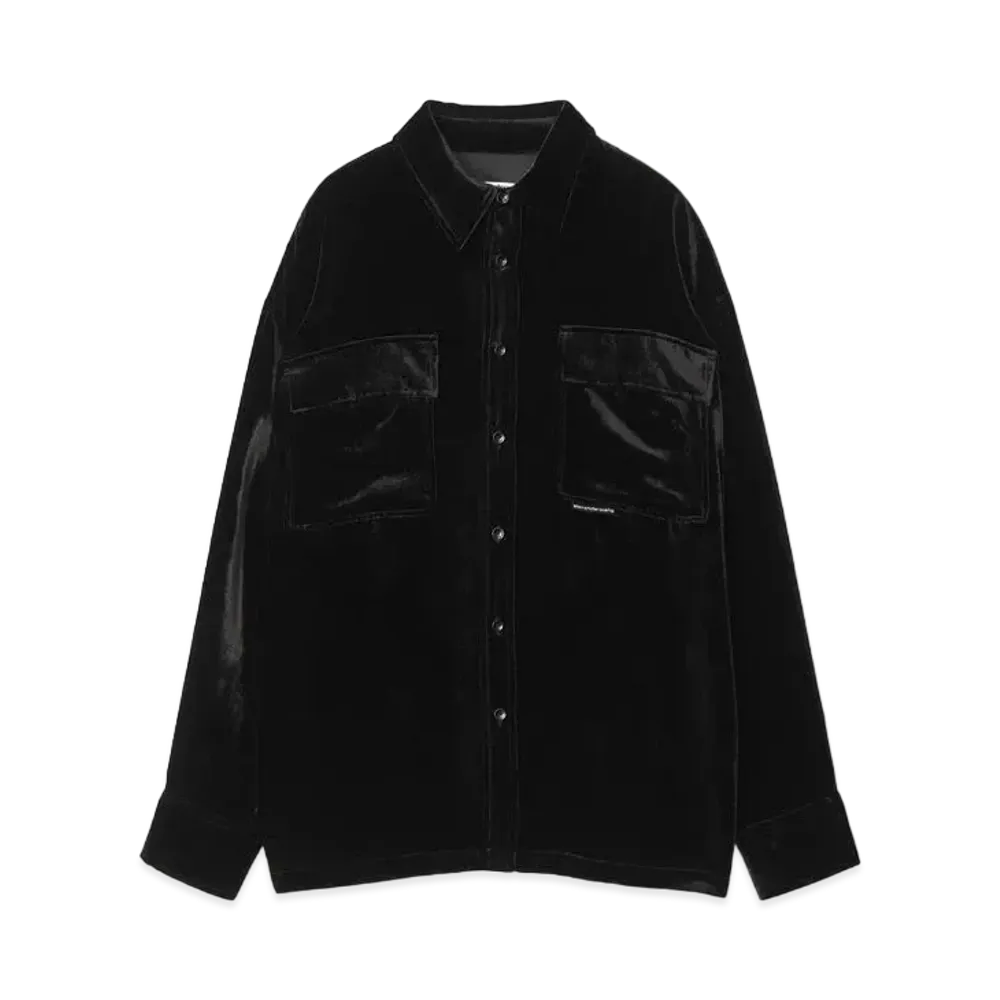 Alexander Wang Plush Velvet Button-Down Shirt "Black"