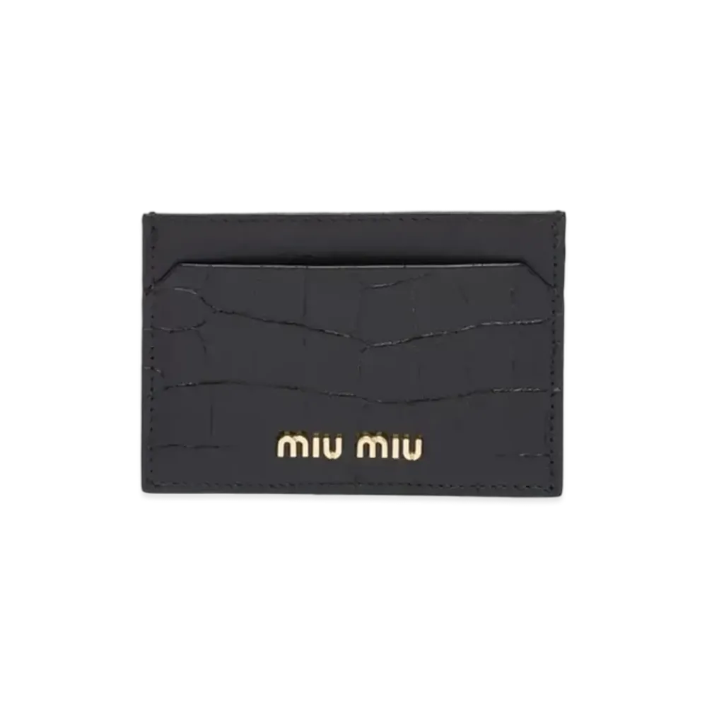 MIU MIU Croco Printed Leather Card Case "Black"