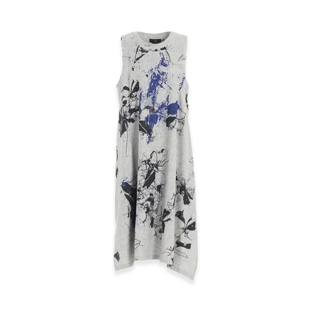 Y's Wool Flower Print Dress "Grey"