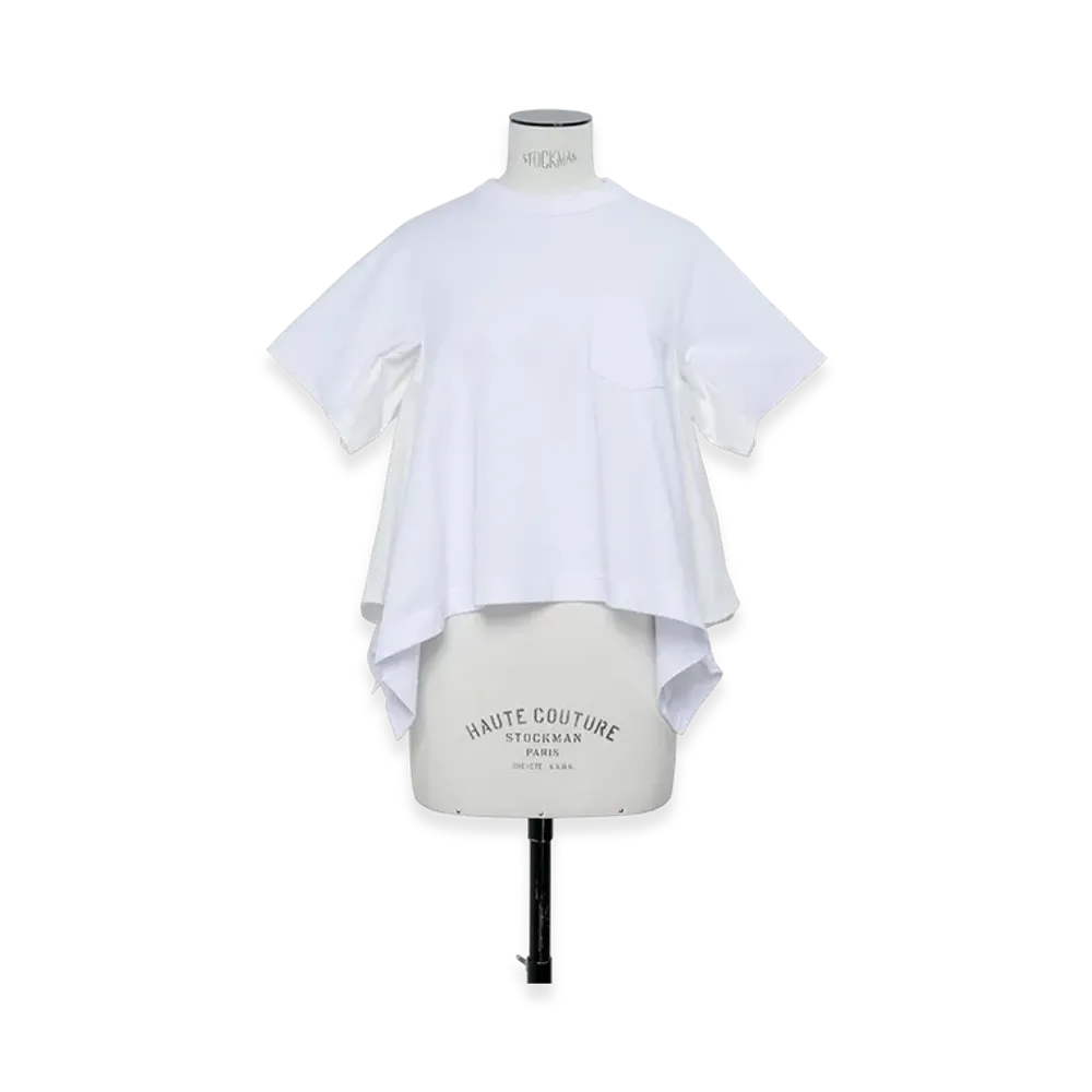 sacai Light Weight Denim x Cotton Jersey T-Shirt "White"