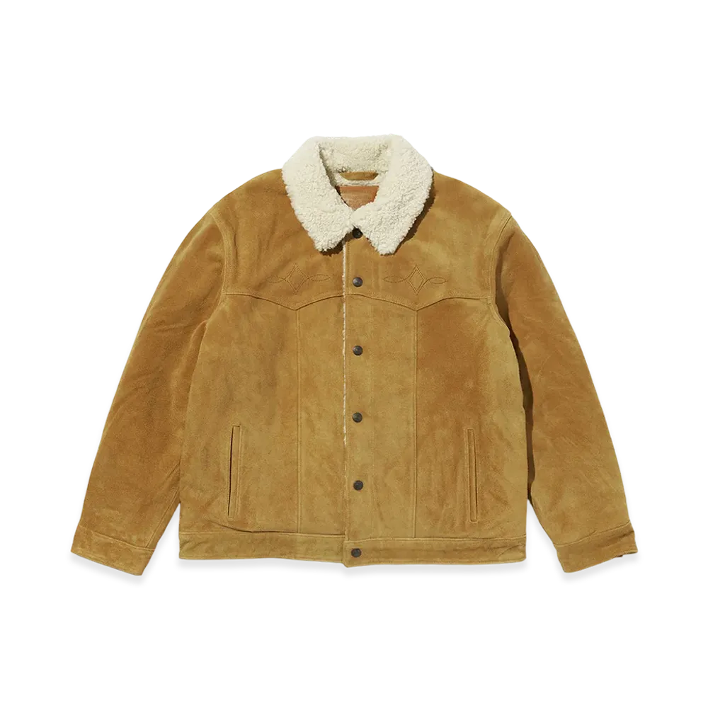 Levi's Leather Collection Western Suede Sherpa Trucker Jacket "Brown"