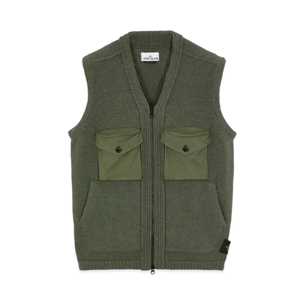Stone Island 563A6 LAMBSWOOL WITH FABRIC DETAILS "Sage Green"
