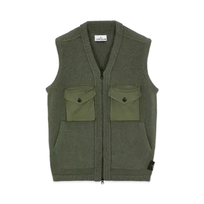 Stone Island 563A6 LAMBSWOOL WITH FABRIC DETAILS "Sage Green"