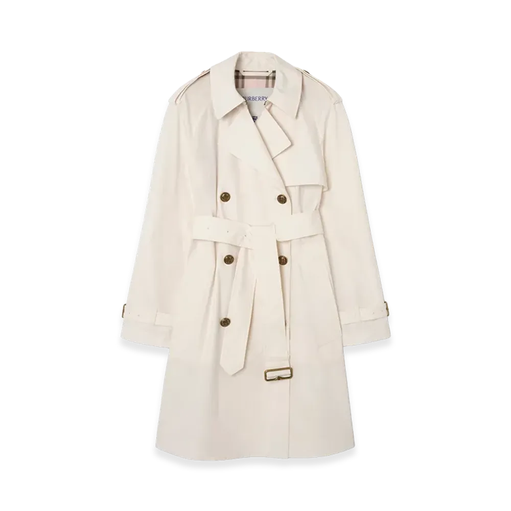 Burberry Women's Mid-length Lightweight Cotton Belgravia Trench Coat "Seashell White"