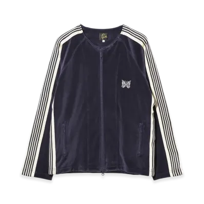 NEEDLES Zipped Track Cardigan - C/PE Velour "Navy"