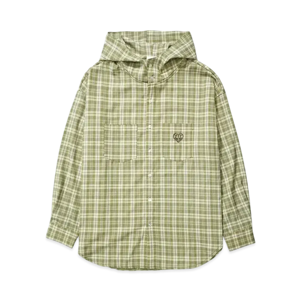 HTH check hood shirt "GREEN"