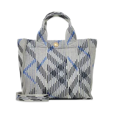 Burberry Women's Embroidered Fabric Check Mini Handbag "Gray"