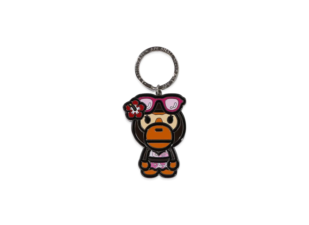 A BATHING APE Women's Baby Lisa Summer Metal Keychain "Brown"