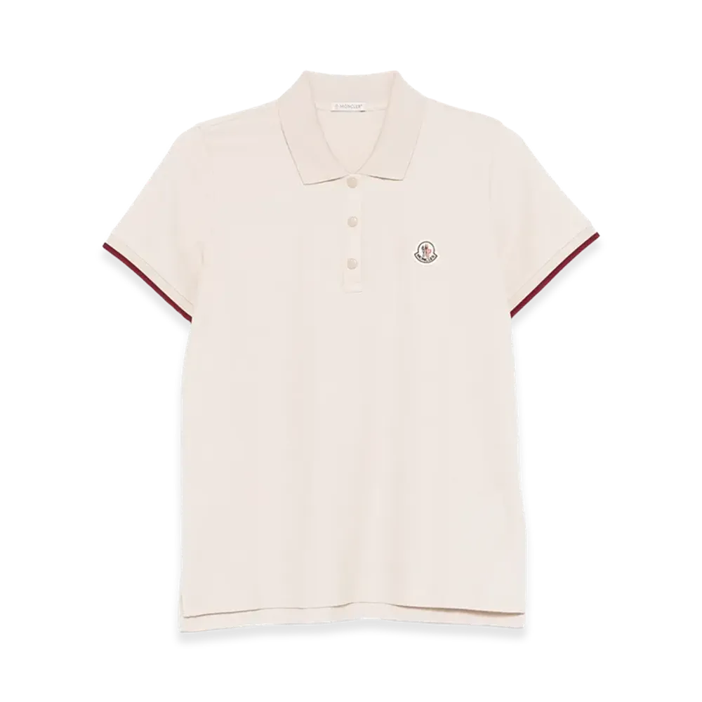 MONCLER Women's Logo Patch Polo Shirt "Beige"