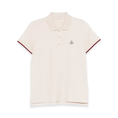 MONCLER Women's Logo Patch Polo Shirt "Beige"