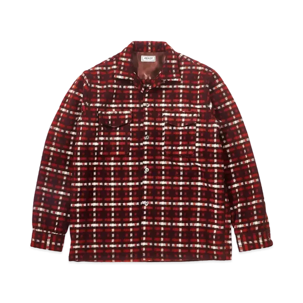 THE REAL McCOY'S Wool Stripe Open-Collar Shirt "Brown Orange"