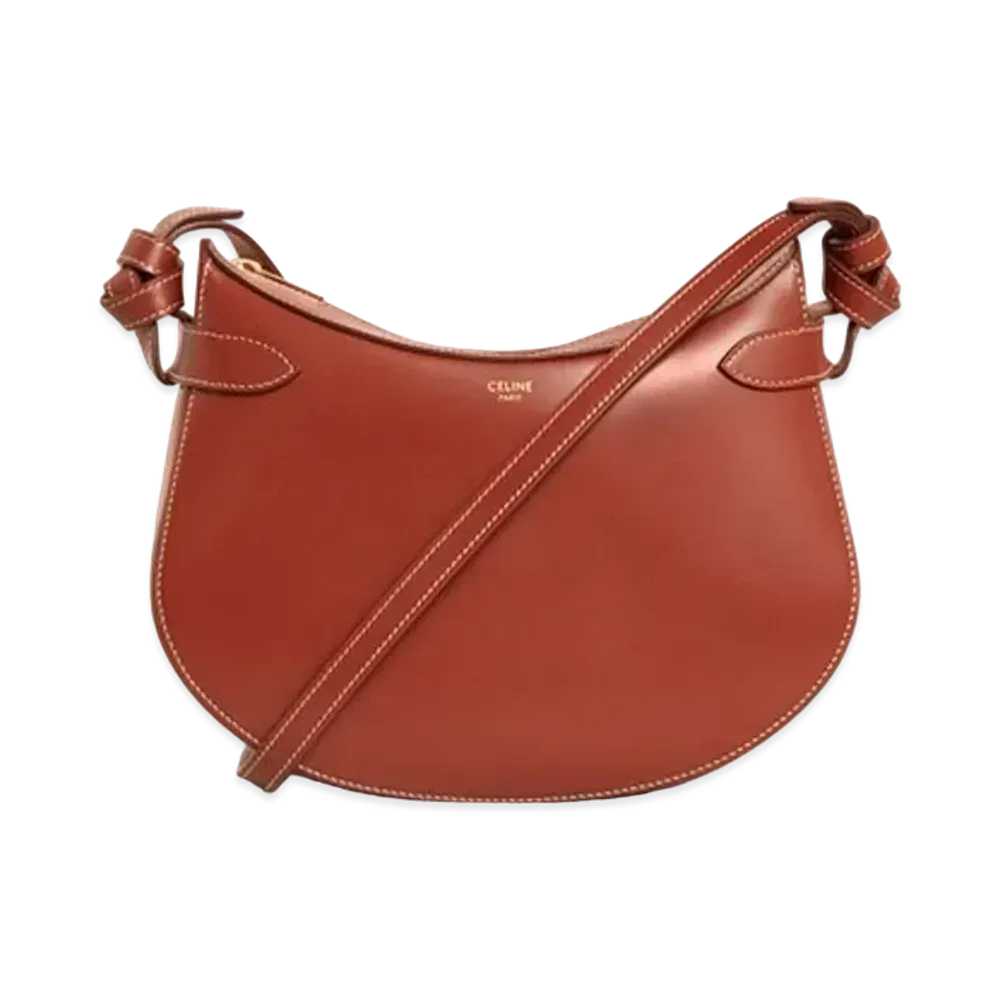 CELINE Besace Noeuds Francais In Shiny Calfskin "Teck"