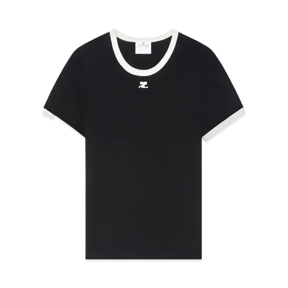 Courreges Men's Signature Contrast T-Shirt "Black/Heritage White"