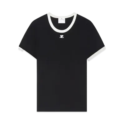 Courreges Men's Signature Contrast T-Shirt "Black/Heritage White"